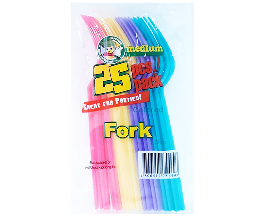HappyBee Medium Colored Fork 25 Pieces