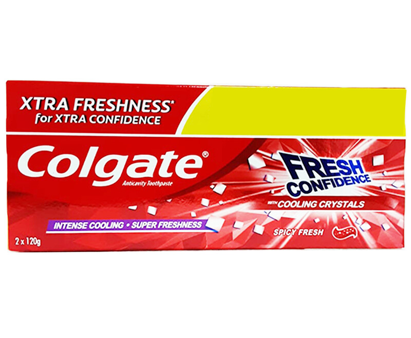Colgate Anticavity Toothpaste Fresh Confidence with Cooling Crystals Spicy Fresh (2 Packs x 120g)