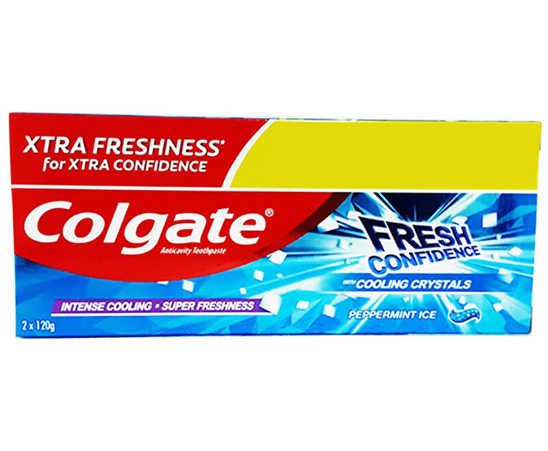 Colgate Anticavity Toothpaste Fresh Confidence with Cooling Crystals Peppermint Ice (2 Tubes x 120g)