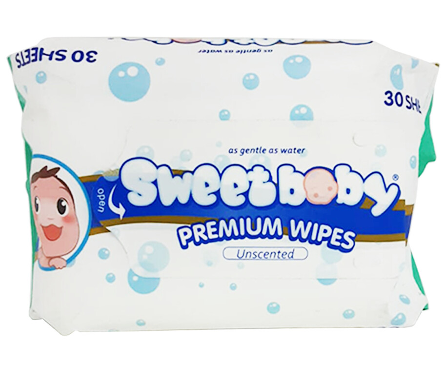 Sweet Baby Premium Wipes Unscented 30 Sheets