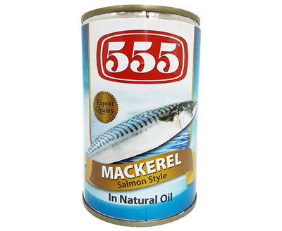 555 Mackerel Salmon Style in Natural Oil 425g