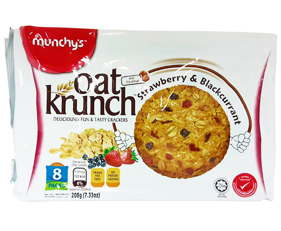 Munchy&#39;s Oat Krunch Strawberry &amp; Blackcurrant With Hazelnut 208g