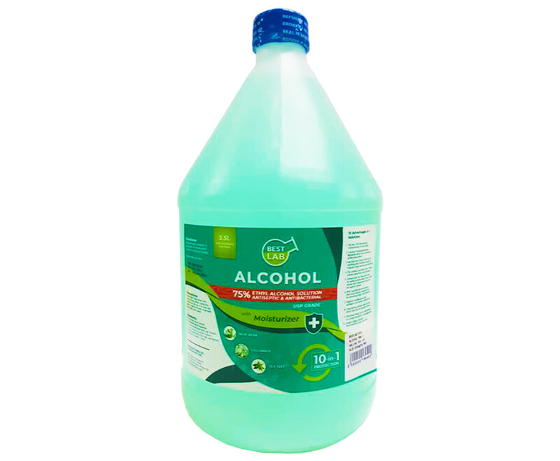Best Lab Alcohol 75% Ethyl Alcohol Solution With Moisturizer 3.5L