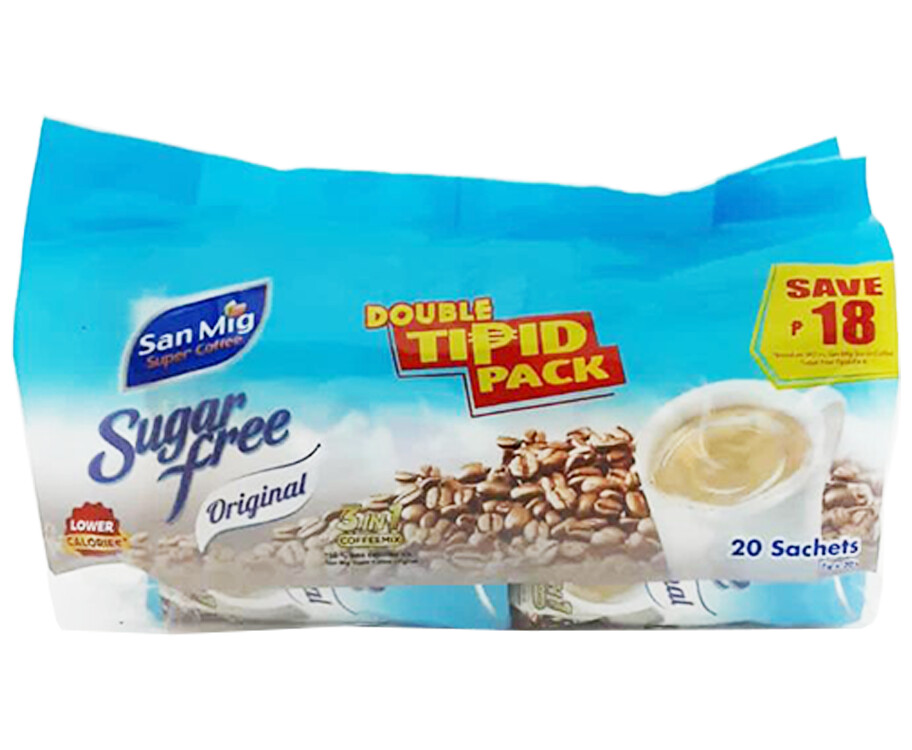 San Mig Sugar Free Original 3-in-1 Coffee Mix Double Tipid Pack (20 Sachets x 7g)