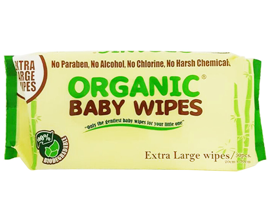 Organic Baby Wipes Extra Large Wipes 30 Pieces