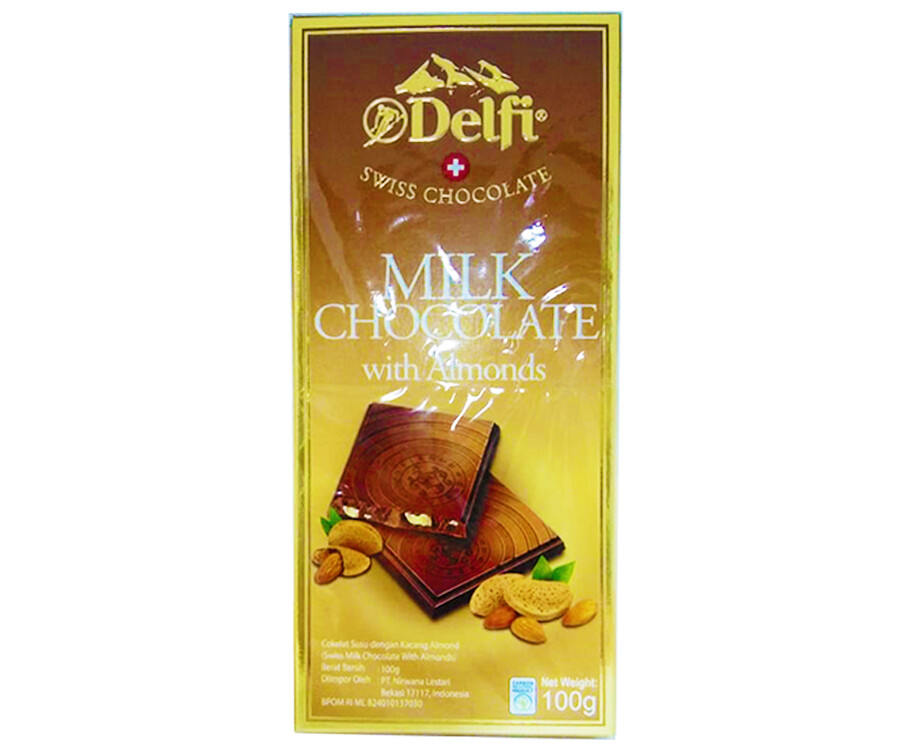 Delfi Swiss Chocolate Milk Chocolate with Almonds 100g