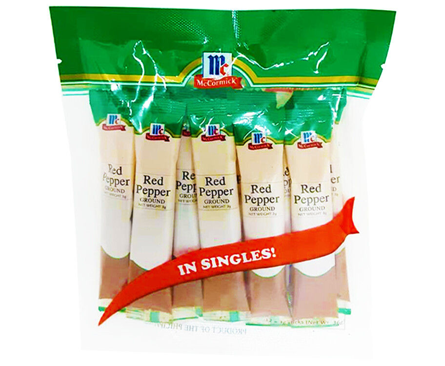 McCormick Red Pepper Ground In Singles (12 Packs x 3g) 36g