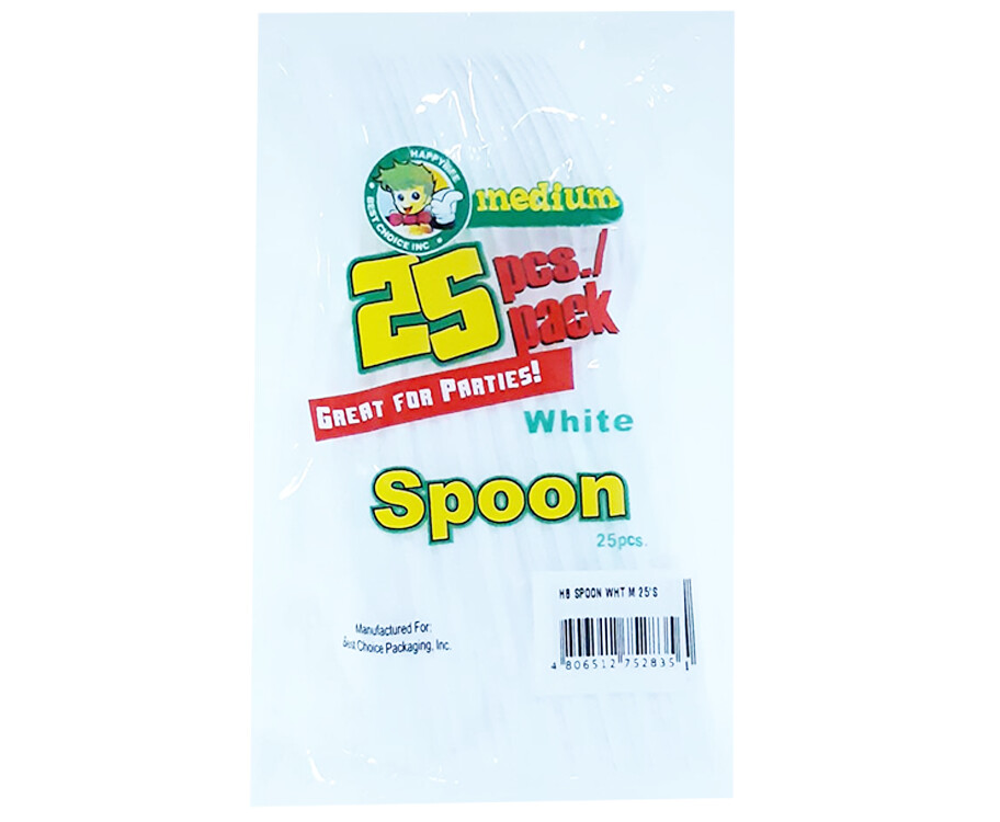 HappyBee Medium White Spoon 25 Pieces