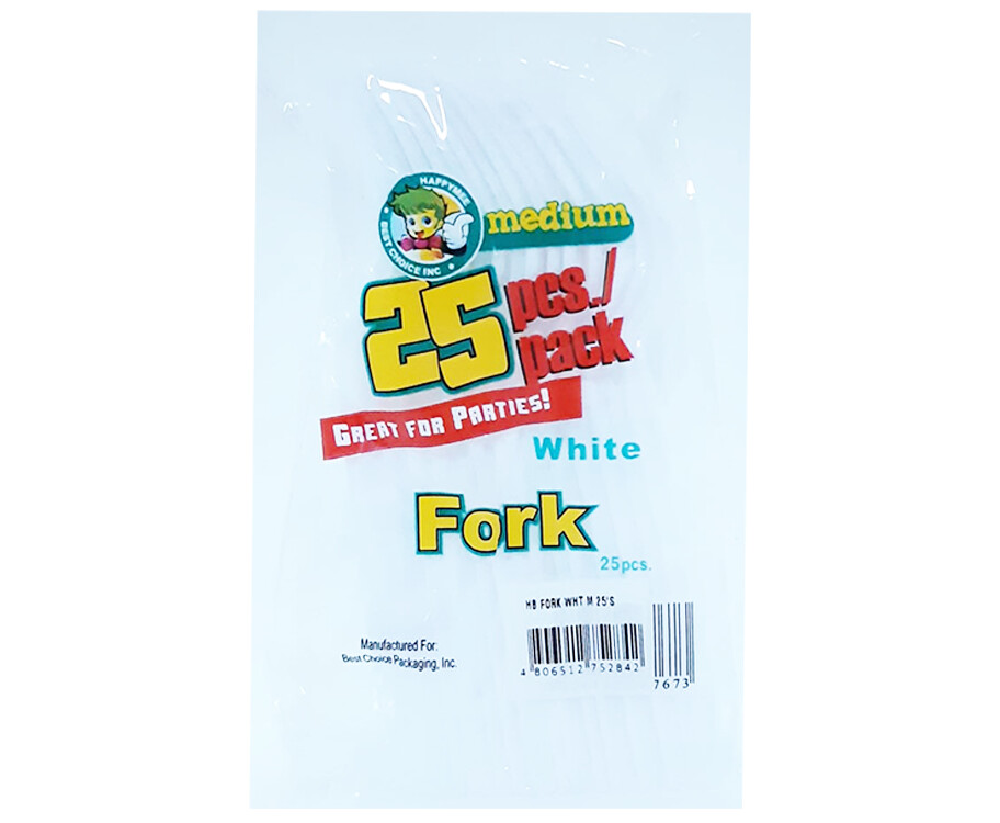 HappyBee Medium White Fork 25 Pieces