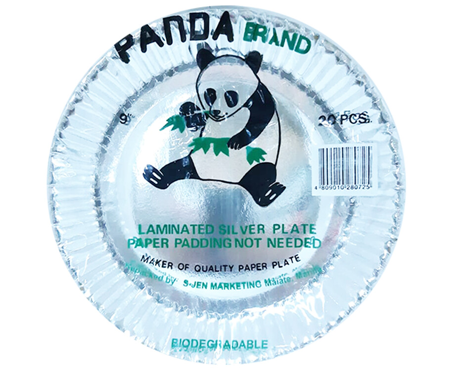 Panda Brand Laminated Silver Plate 9 Inches 20 Pieces