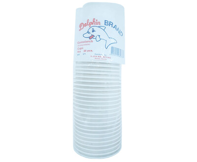 Dolphin Brand Cornstarch (Biodegradable) Cups 8oz 25 Pieces