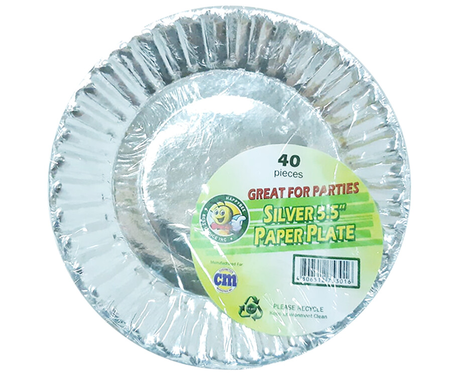 HappyBee Silver 5.5 Inches Paper Plate 40 Pieces