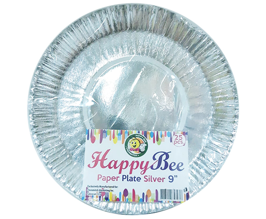 HappyBee Paper Plate Silver 9 Inches 25 Pieces