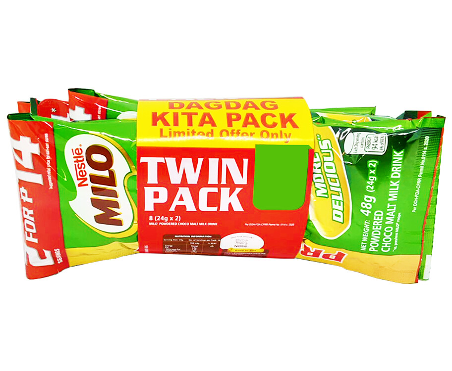 Nestlé Milo Powdered Choco Malt Milk Drink Promo Twin Pack 8 (2 Packs x 24g)