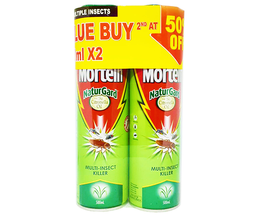 Mortein NaturGard with Citronella Oil Multi-Insect Killer (2 Packs x 500mL)