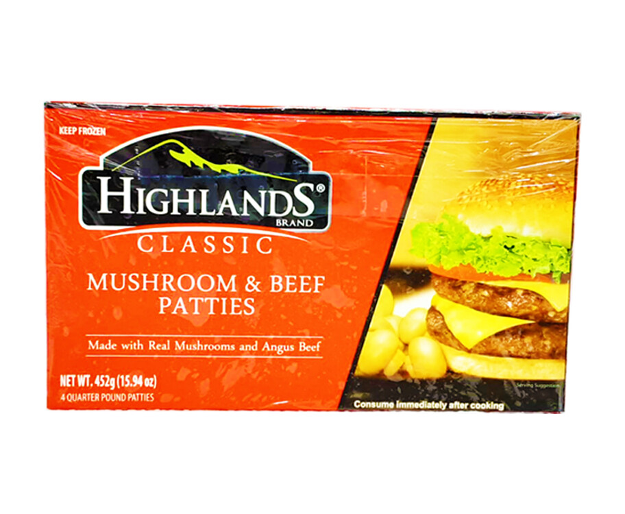 CDO Highlands Classic Mushroom & Beef Patties Made with Real Mushrooms and Angus Beef 452g