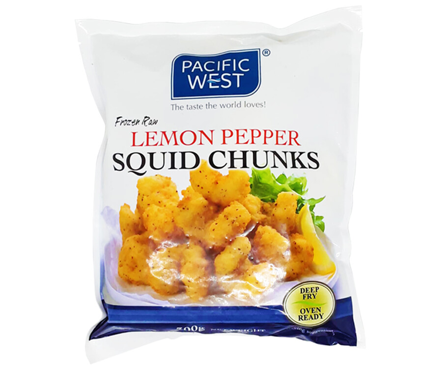 Pacific West Frozen Raw Lemon Pepper Squid Chunks 300g