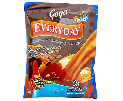 Goya Everyday Plus Instant Powdered Chocolate Drink Double Chocolate with Cinnamon Flavor Added 28g
