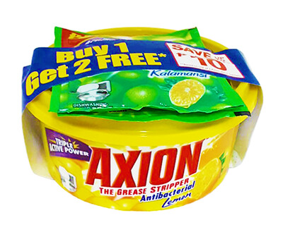 Axion The Grease Stripper Dishwashing Liquid Lemon 350g (Buy 1, Get 2 Free Dishwashing Liquid Kalamansi 20mL)