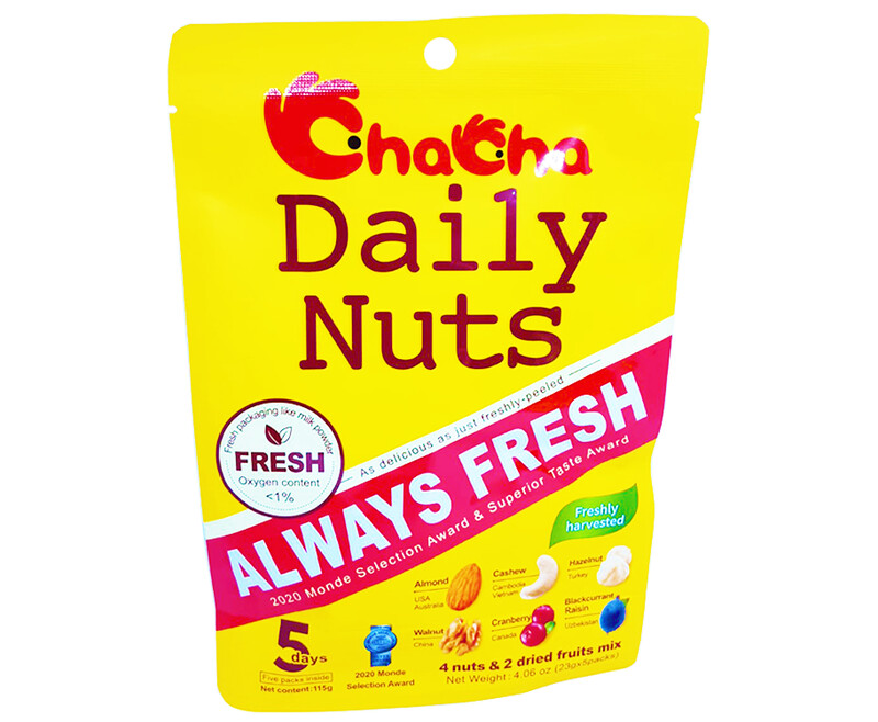 ChaCha Daily Nuts 4 Nuts &amp; 2 Dried Fruits Mix (5 Packs x 23g)
