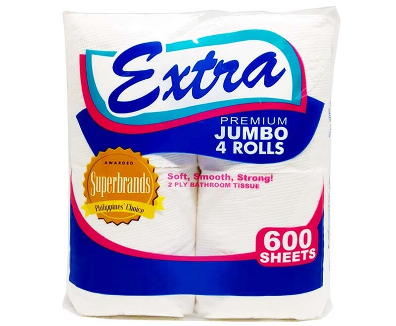 Extra Premium Jumbo Bathroom Tissue 2-Ply 300 Pulls  4 Rolls 600 Sheets