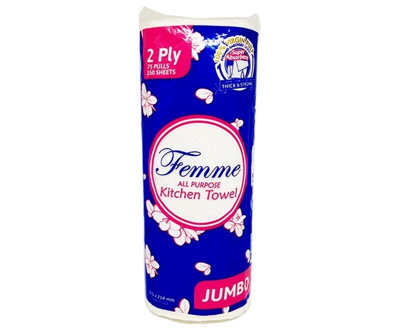 Femme All Purpose Kitchen Towel Jumbo 2-Ply 75 Pulls 150 Sheets