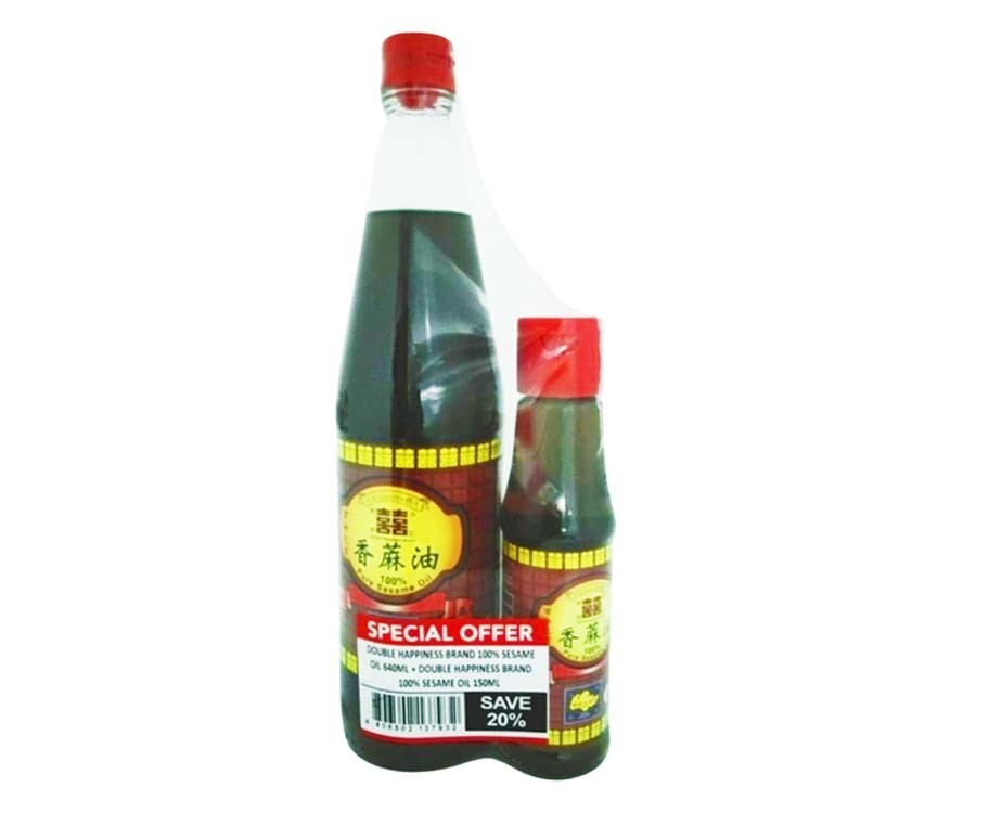 Double Happiness Brand 100% Sesame Oil 640mL + Double Happiness Brand 100% Sesame Oil 150mL