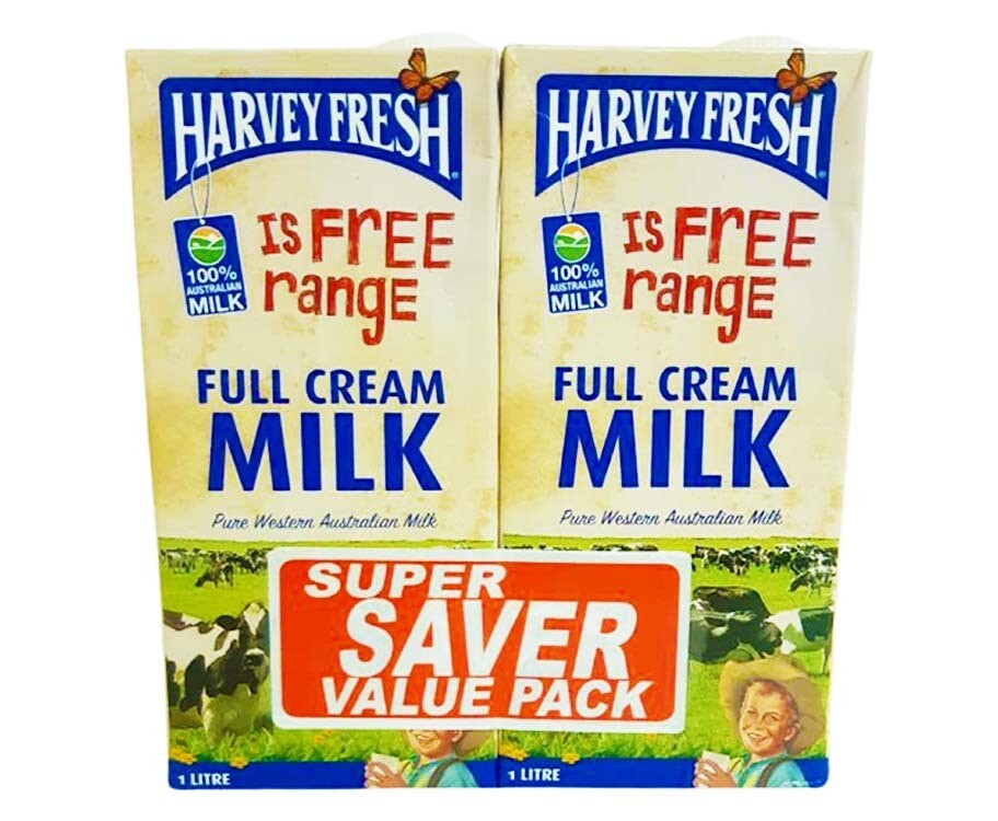 Harvey Fresh Full Cream Milk Super Saver Value Pack (2 Packs x 1L)
