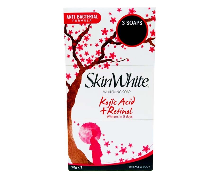 SkinWhite Whitening Soap Kojic Acid + Retinol Anti-Bacterial Formula (3 Packs x 90g)