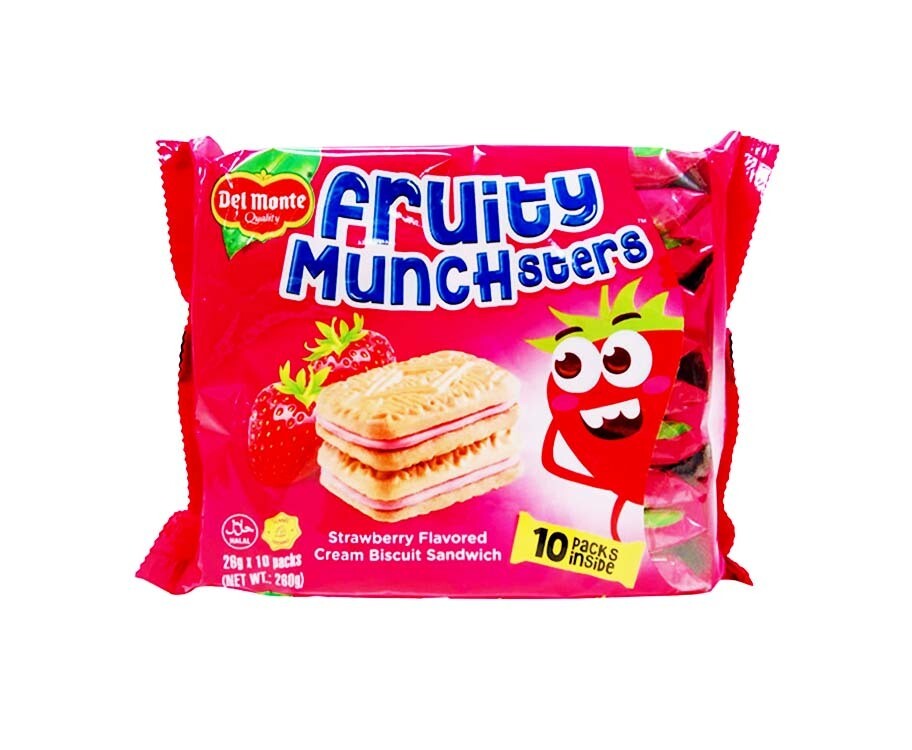 Del Monte Fruity Munchsters Strawberry Flavored Biscuits (10 Packs x 26g) 260g