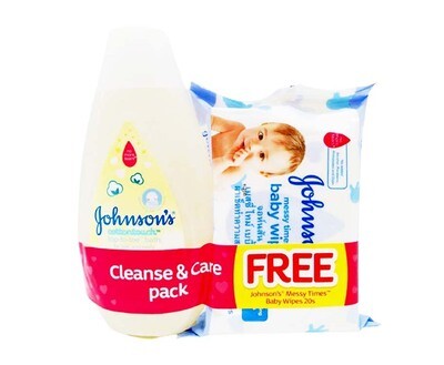 Cleanse&CarePackJohnson'sCottonTouch200ml+MessyTimesBabyWipes20s