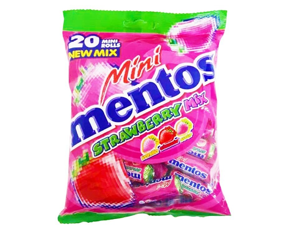 Mentos Mini Strawberry Mix 20 Mini Rolls 200g