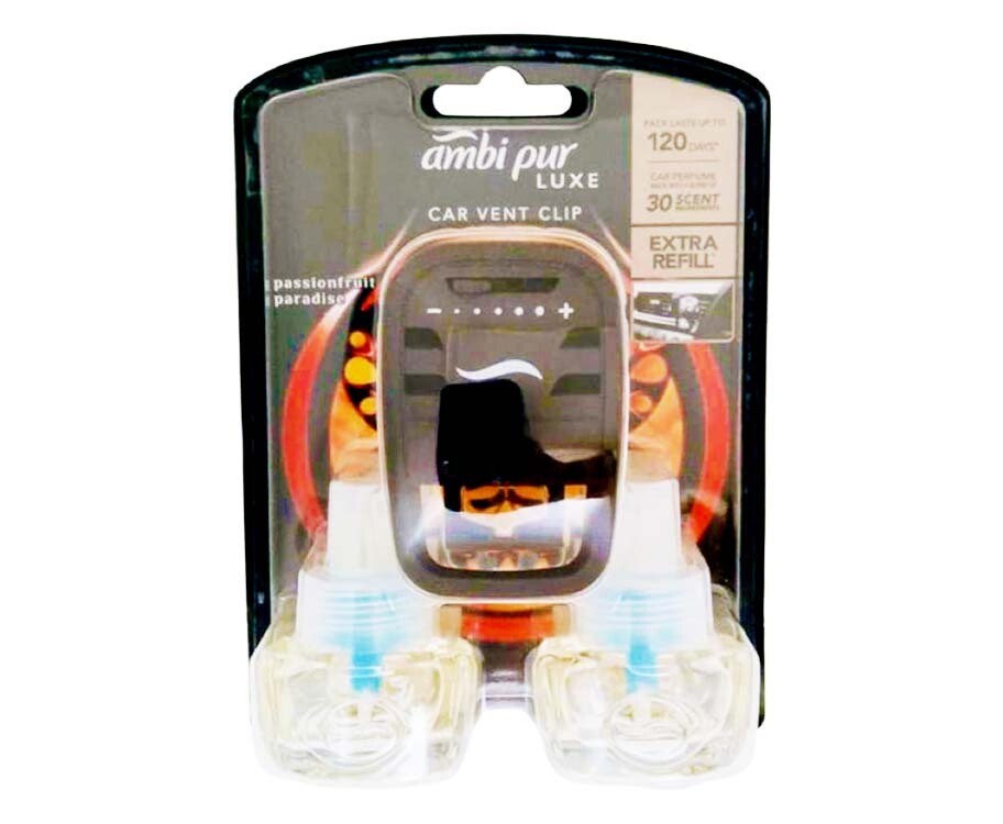 Ambi Pur Luxe Car Vent Clip Passionfruit Paradise (2 Packs x 7.5mL)