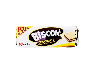 Biscon Chocolate Cream-Filled Cracker Sandwich (10 Packs x 34g)