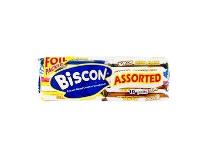 Biscon Cream-Filled Cracker Sandwich Assorted (10 Packs x 34g)