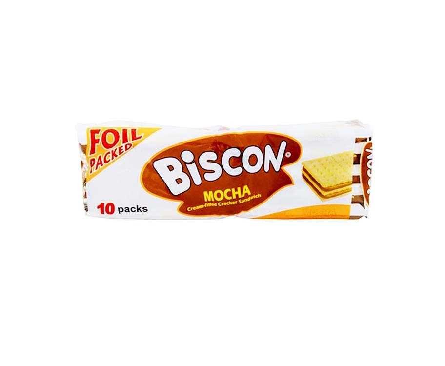 Biscon Mocha Cream-Filled Cracker Sandwich (10 Packs x 34g)