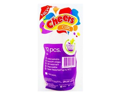 Cheers Cups Natural 8oz 12 Pieces