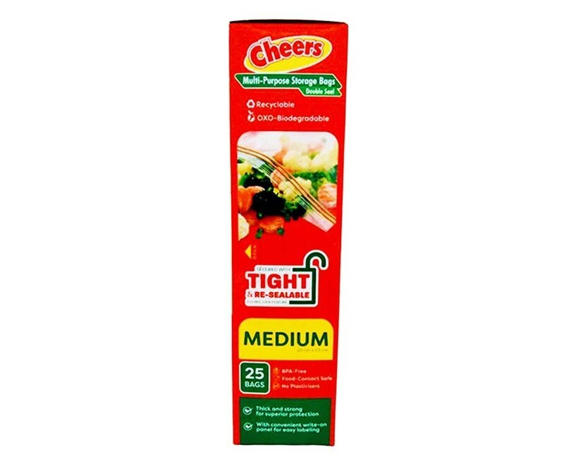 Cheers Multi-Purpose Storage Bags Double Seal Medium 25 Bags