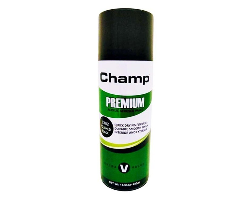 Champ Premium Acrylic Aerosol Paint  C102 Polished Black 400mL