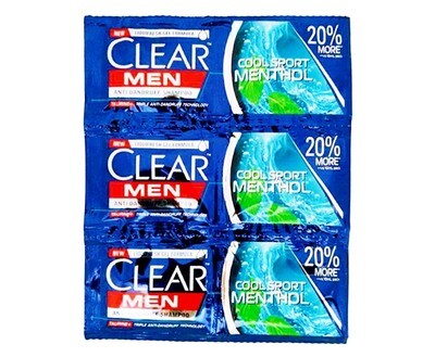 Clear Men Anti Dandruff Shampoo Cool Sport Menthol (6 Packs x 12mL)