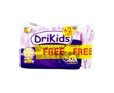 DriKids Baby Diapers 12+2 Pieces XL 13kg & Up