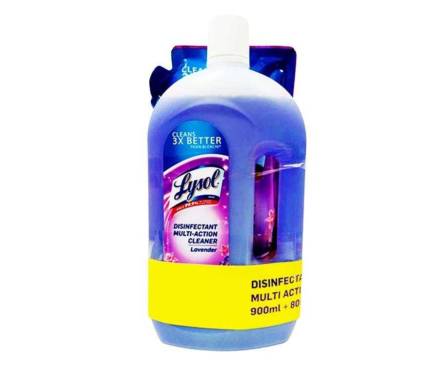 Lysol Disinfectant Multi Action Cleaner 900mL + Lysol Disinfectant Multi Action Cleaner Lavender Refill Pack 800mL