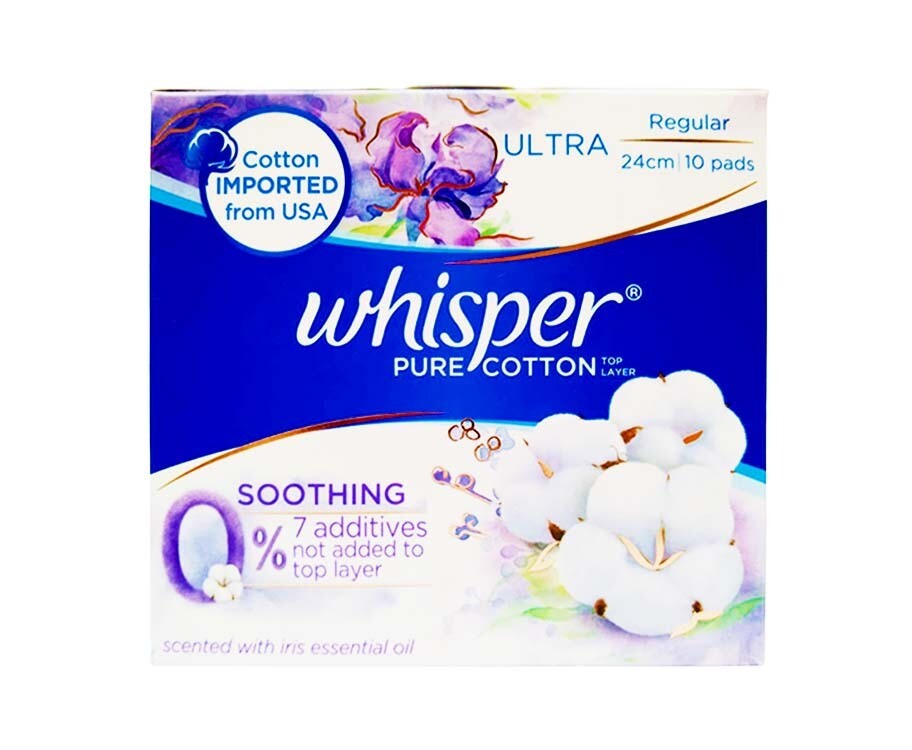 Whisper Pure Cotton Ultra Regular Soothing 10 Pads