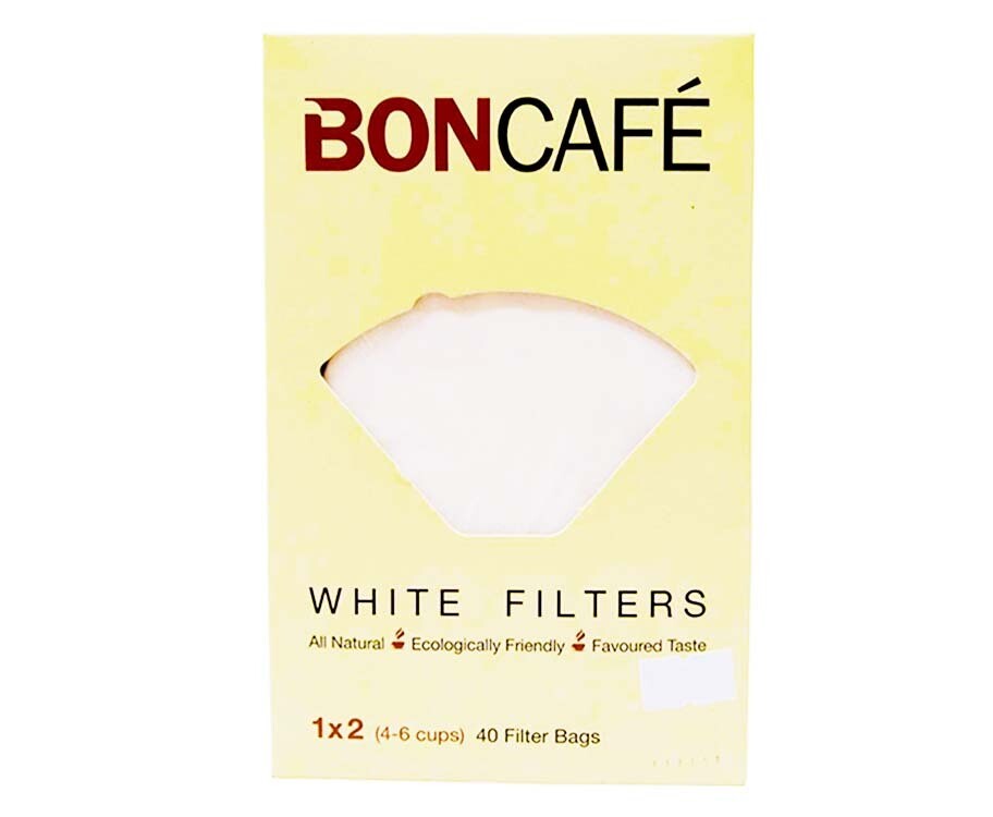 BonCafé White Filters 1x2 (4-6 Cups) 40 Pieces