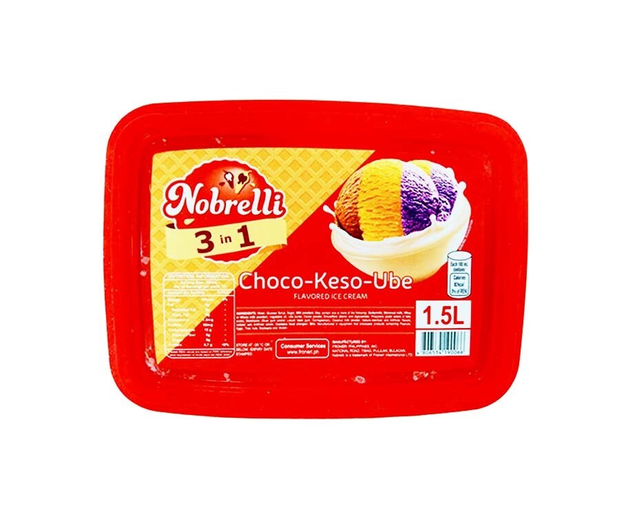 Nobrelli 3-in-1 Choco-Keso-Ube Flavored Ice Cream 1.3L