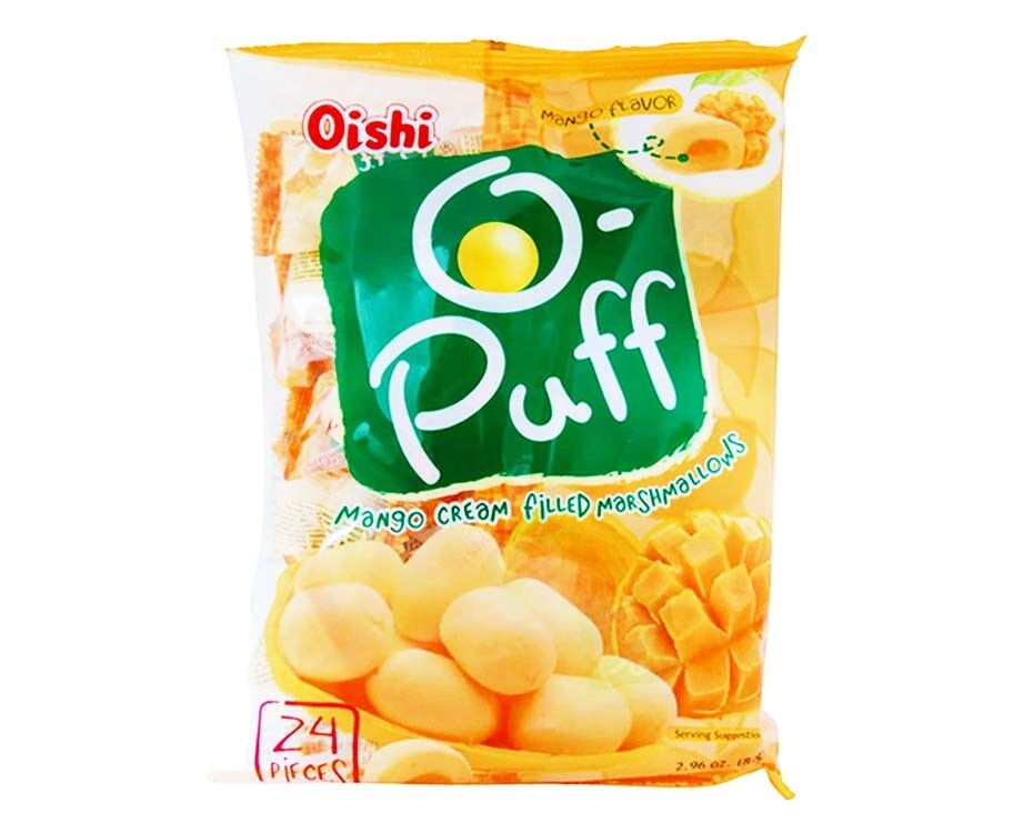 Oishi O-Puff Mango Cream Filled Marshmallows 24 Pieces (84g)