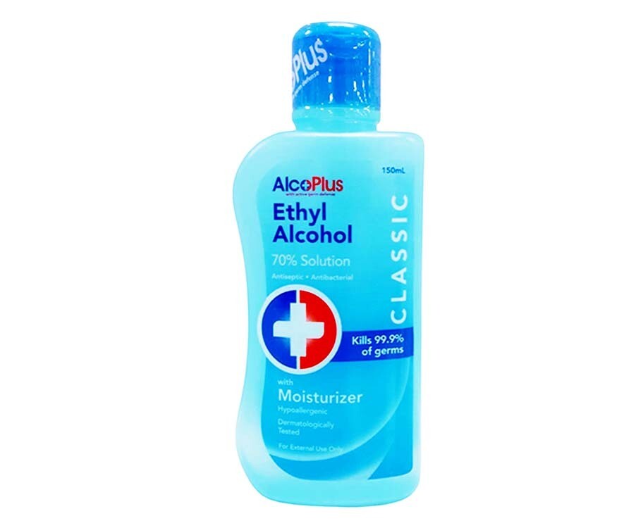 AlcoPlus Ethyl Alcohol 70% Solution Antiseptic Antibacterial Classic 150mL