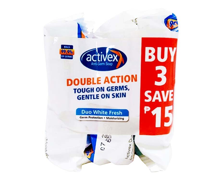 Activex Anti-Germ Soap Duo White Fresh (3 Packs x 60g)
