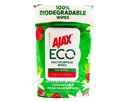 Ajax Eco Multi Purpose Wipes Vanilla & Berries 110 Wipes