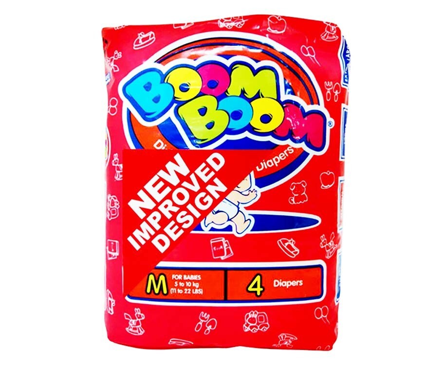 Boom Boom Disposable Diapers M For Babies 5 to 10kg (11 to 22lbs) 4 Diapers
